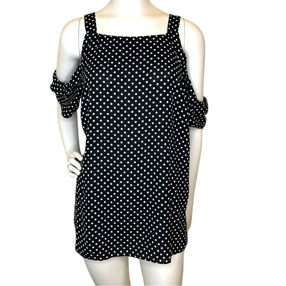 Dorothy Perkins Women’s Black and White Cold Shoulder Short Sleeve Blouse Sz 10 - Picture 1 of 8